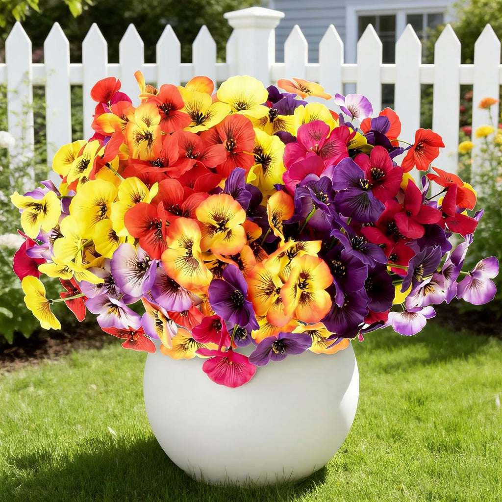 18 Bundles Artificial Flowers for Outdoors Faux Silk Flower UV Resistant