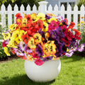 18 Bundles Artificial Flowers for Outdoors Faux Silk Flower UV Resistant