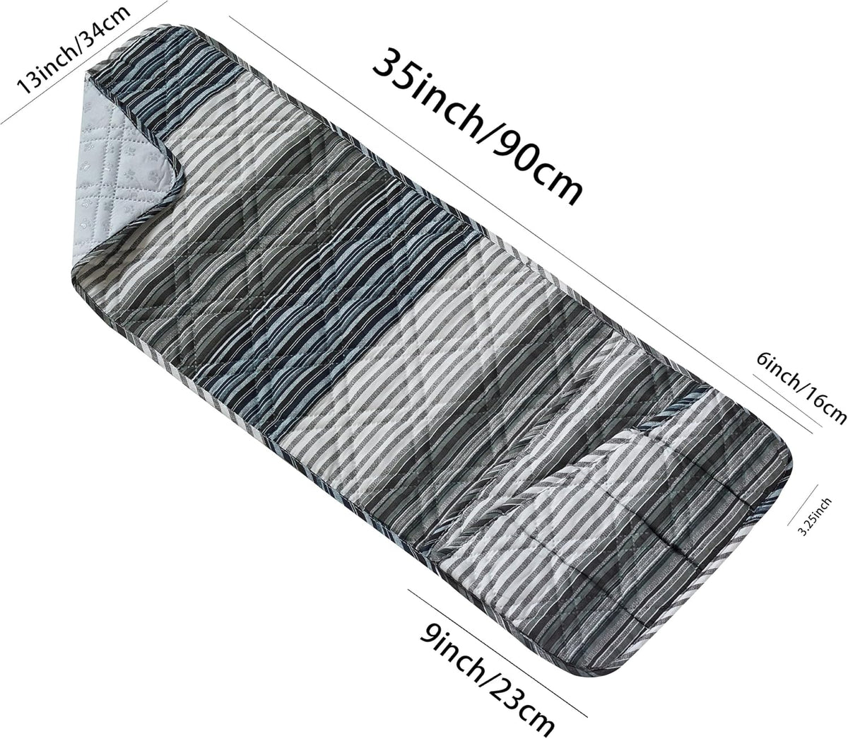 Brilliant Sunshine Multi Grey Stripes Couch Armrest Organizer, 35"×13"