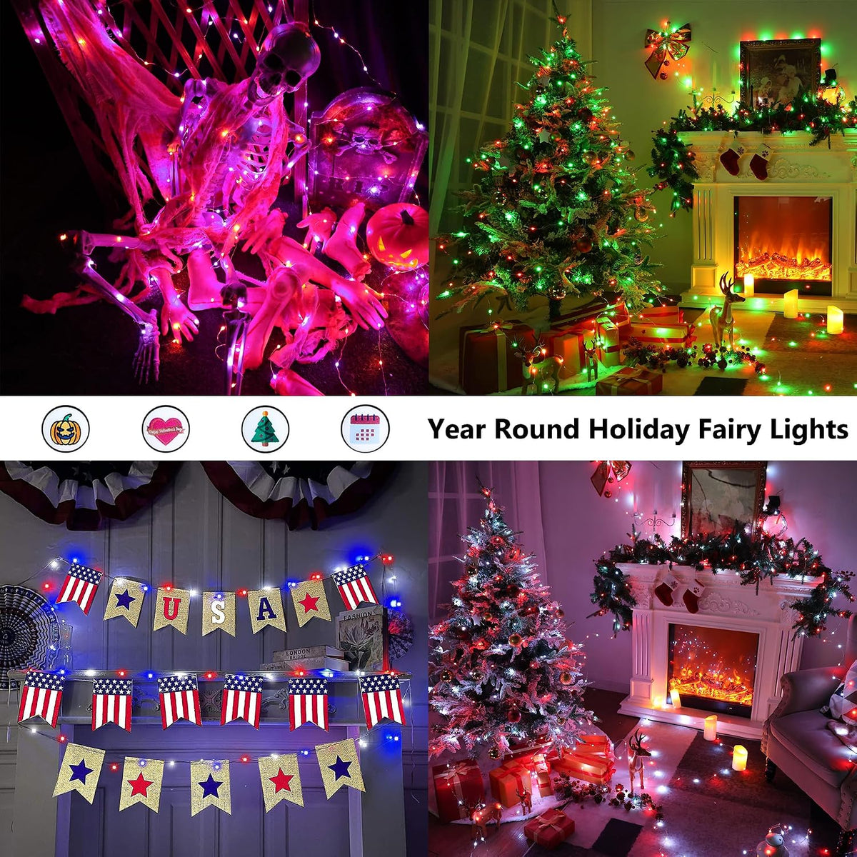 BrizLabs Halloween Fairy Lights, 200 LED Color Changing Fairy String Lights