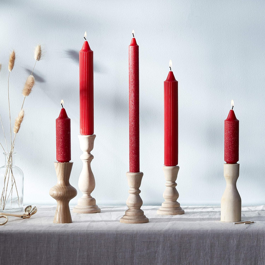 Root 4-Count Unscented Grecian Collenette Candles, 9-Inch, Red