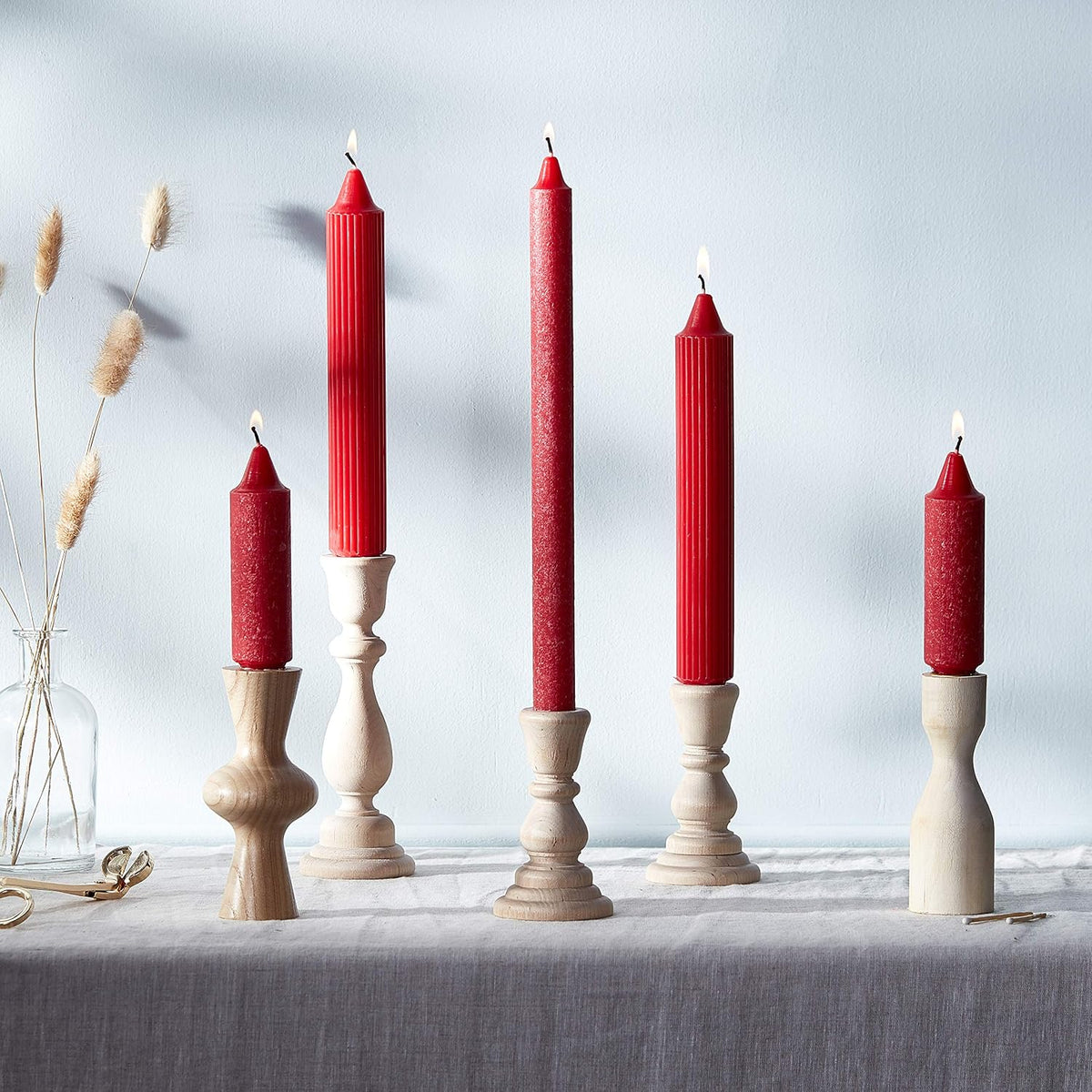 Root 4-Count Unscented Grecian Collenette Candles, 9-Inch, Red