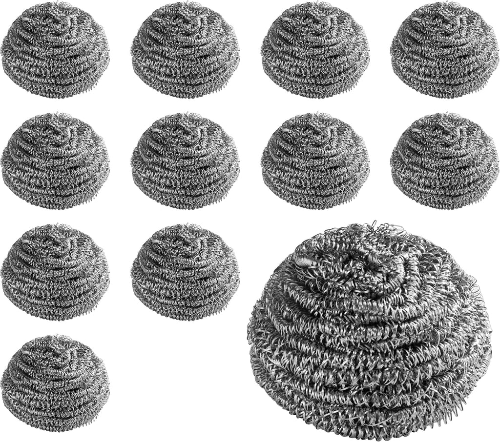 New Star Foodservice Extra Large (50 Grams) Stainless Steel Sponges Scrubbers, Set of 12