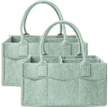 Cute Castle 2 Pack Diaper Caddy Organizer - Portable Baby Caddy Organizer with Handle, Nursery Storage Bin and Car Organizer for Girls, Boys - Baby Gift Basket - Green, Large