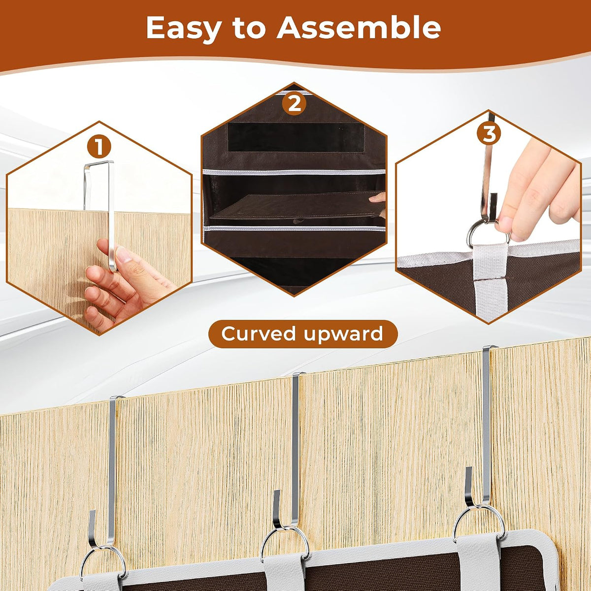5 Tier Over the Door Organizer for Bathroom, Bedroom, Pantry, Brown