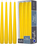 Hyoola Tall Taper Candles - 14 Inch Yellow Unscented Dripless Taper Candles - 12 Hour Burn Time - 12 Pack