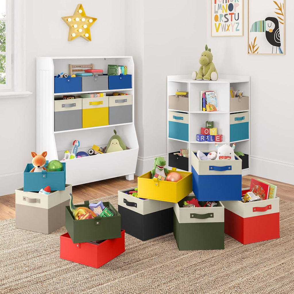 RiverRidge Folding Storage Bins - 2-pack of 5in Tall Black Cubes