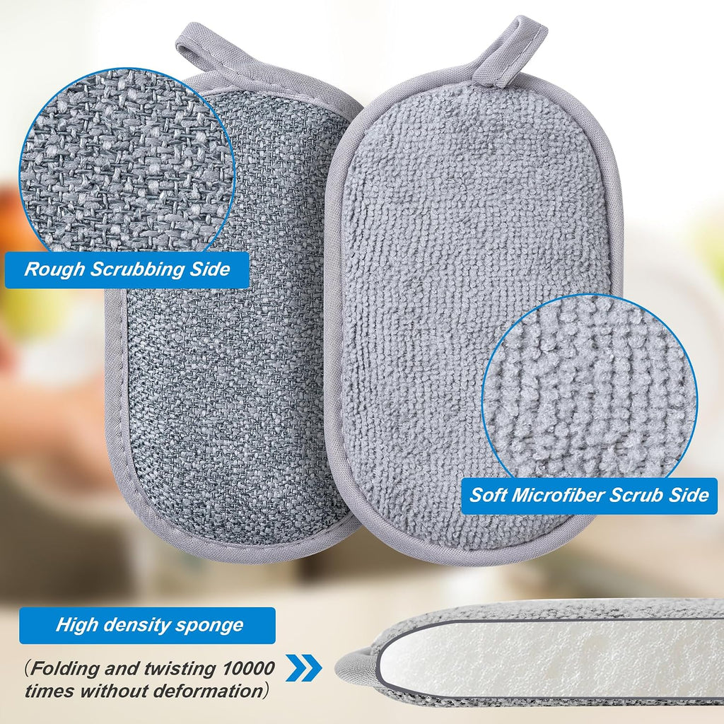 Non Scratch Scrub Sponge-6pack, Dual-Sided Sponges Kitchen(M,Gray)