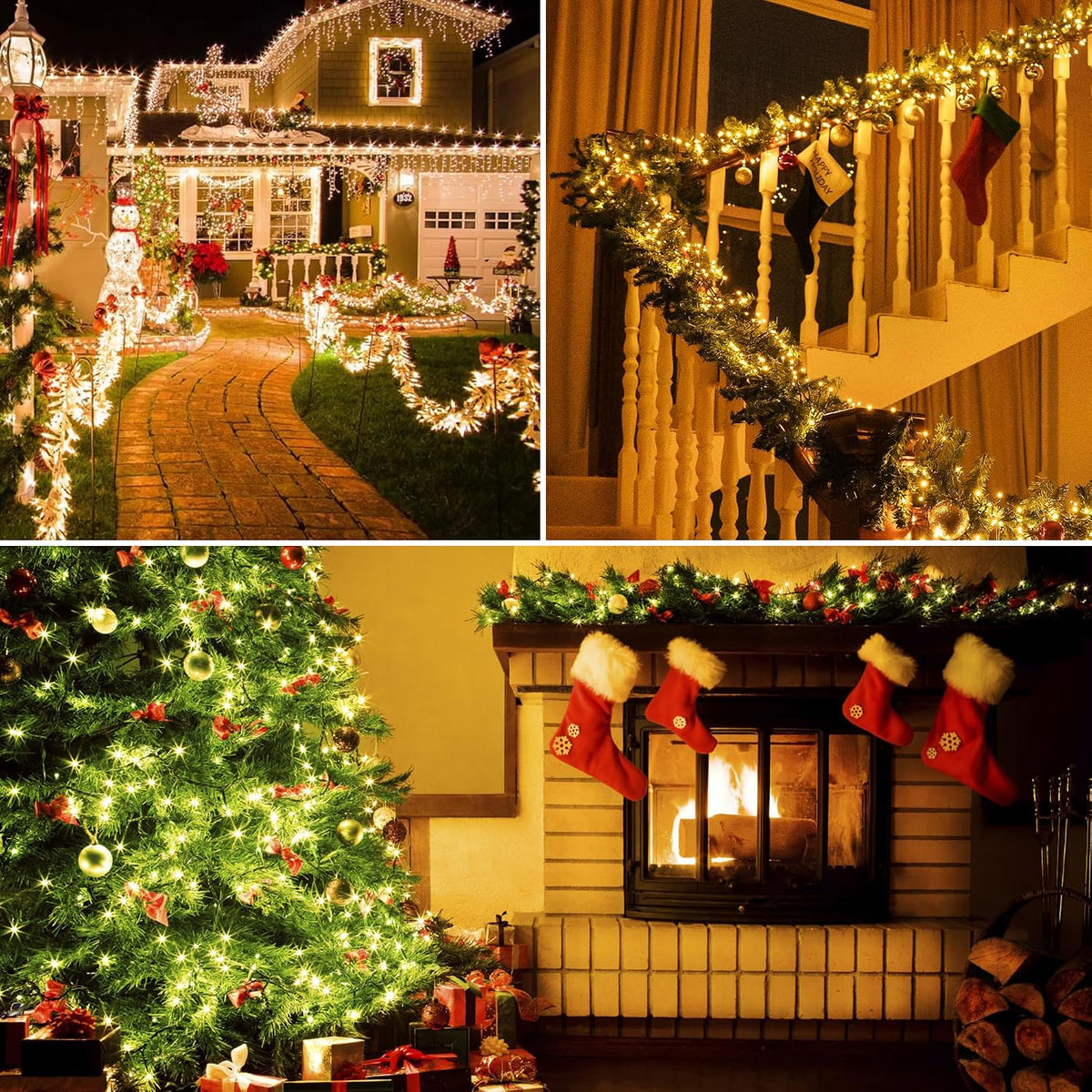 Battery Operated Christmas Lights 33FT 100 LED 8 Modes and Auto Timer for Indoor Outdoor Christmas Tree Wreath Home Party Warm White