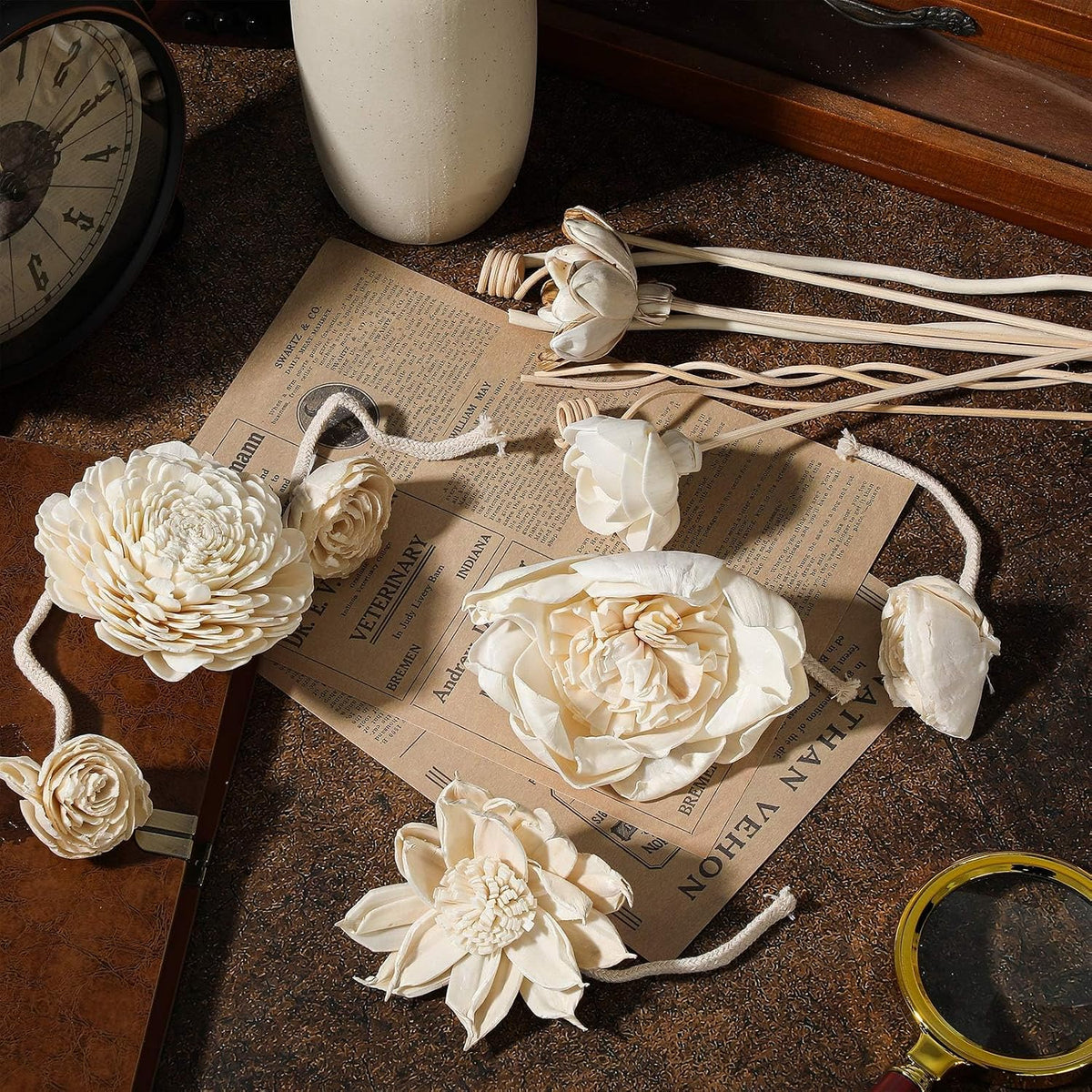 Waydress Flower Diffuser and Reed Stick Set, 1.57-3.15 Inches, Mix