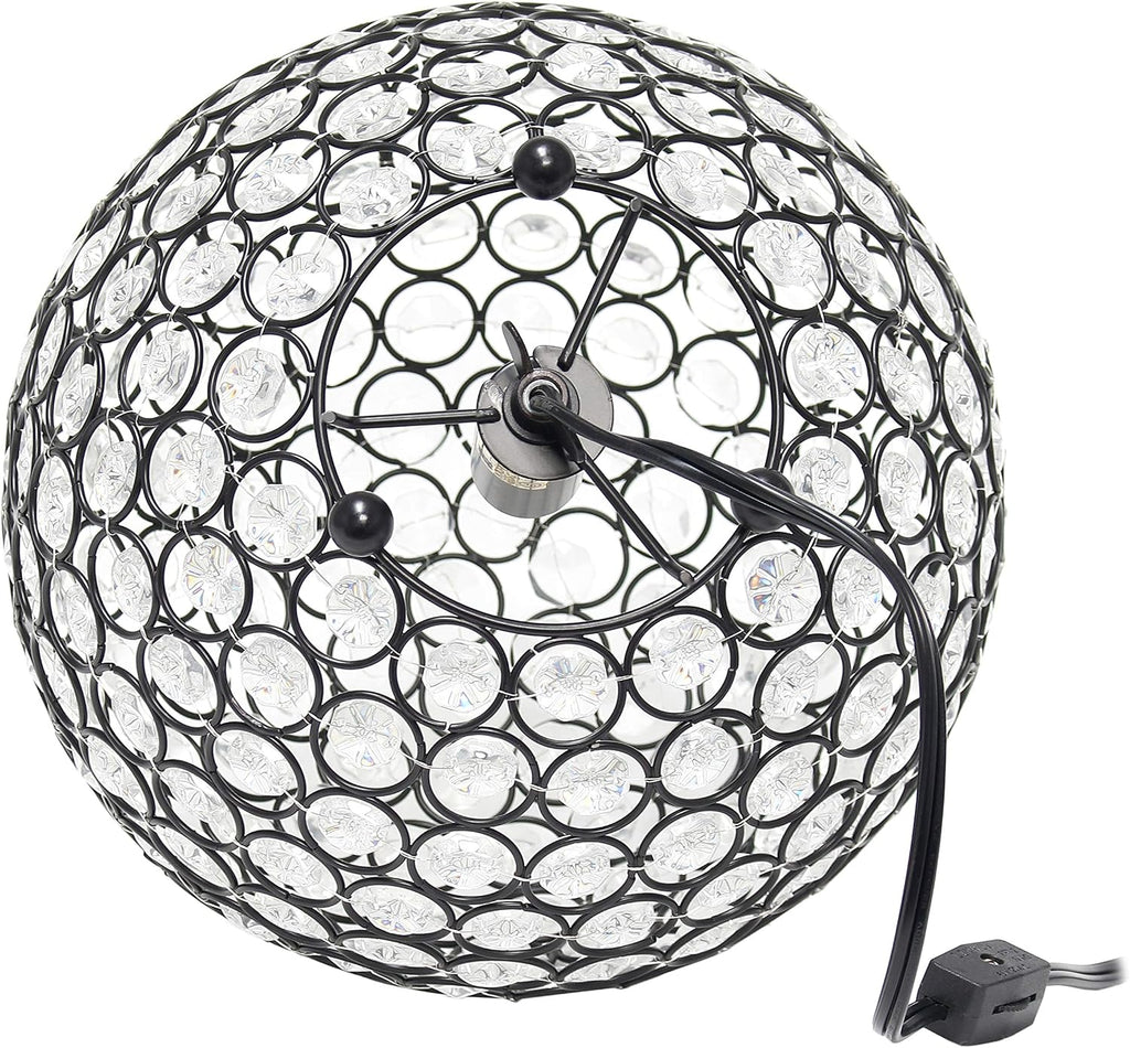 Elegant Designs LT1067-RBZ 10" Elipse Crystal Collection Metal Crystal Ball Sequin Table Desk Lamp for Accent Lighting, Décor, Living Room, Restoration Bronze