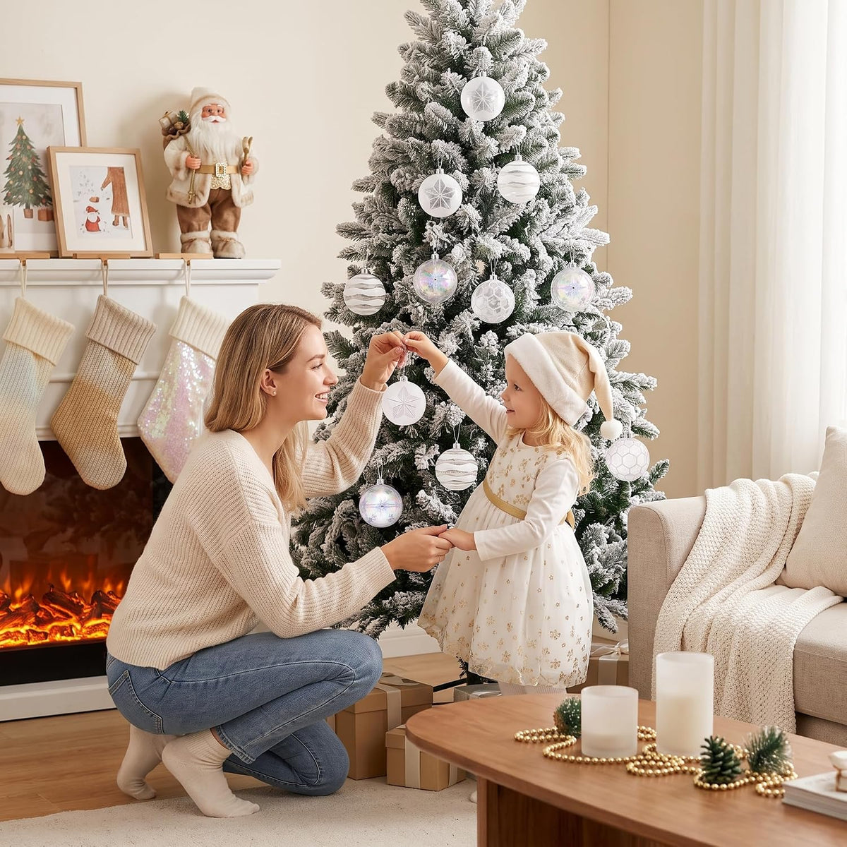DecorbyHannah 9ct 3.15inch Christmas Ornaments Tree Decorations Clear
