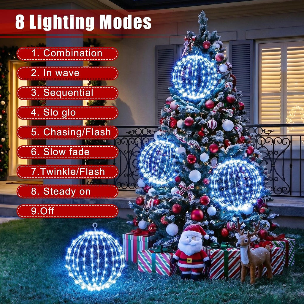 iBaycon 2 Pack Christmas Sphere Lights 11.8 in Battery Operated, Blue