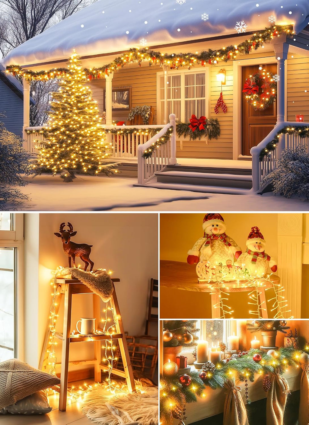 Minetom Christmas Tree Lights Outdoor - 200 LED 10 Ft Firecrackers String, 12 Modes Timer Waterproof Connectable Plug-in Twinkle Fairy Lights for Xmas Tree Garland Party
