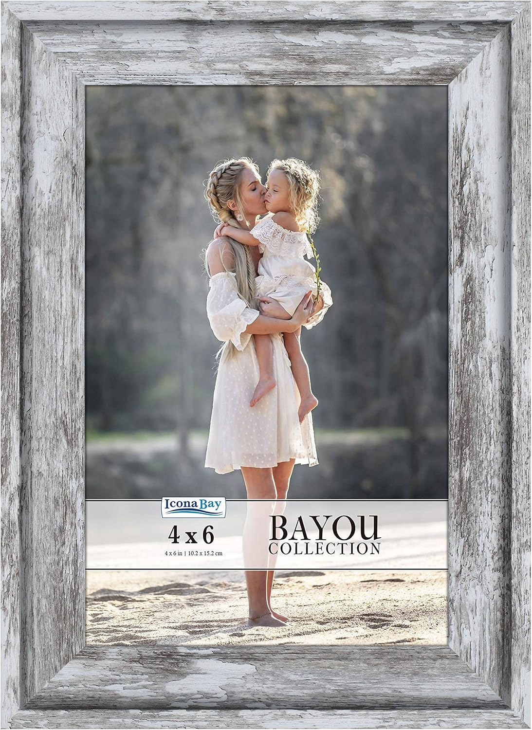 Icona Bay 6x4 Picture Frame (Azure Grey, 1 Pack) Cape Cod Style 6 x 4 Photo Frame, Table Top or Wall Mount, Bayou Collection