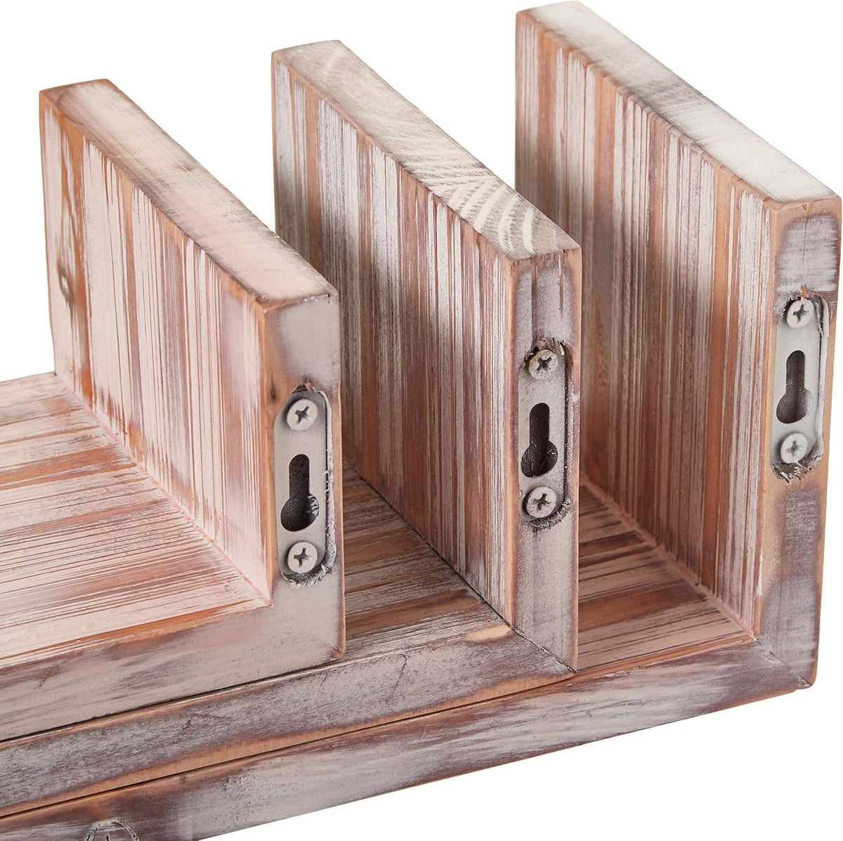 Greenco Set of 3 Floating “U” Shelves, Easy-to-Assemble Floating Wall Mount Shelves for Bedrooms and Living Rooms, Rustic Finish (Pack of 2)