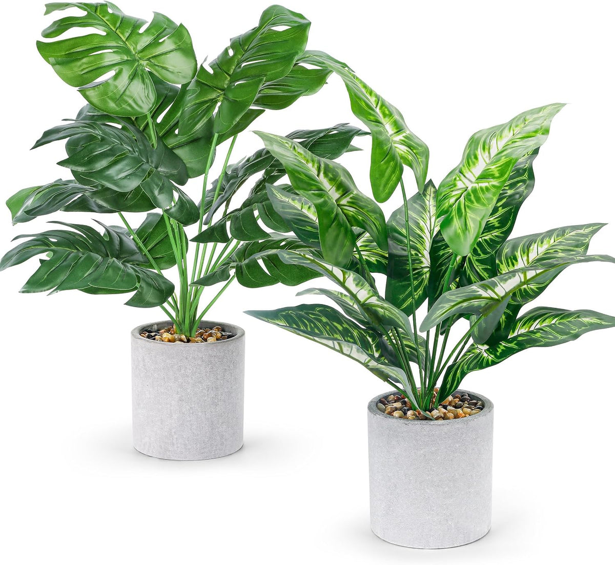 2 Pack Artificial Tropical Plants, 16" Fake Plants for Desk Decor