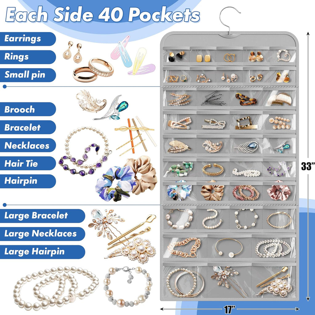 Simple Houseware 80-Pocket Hanging Jewelry Organizer with 5 Sizes