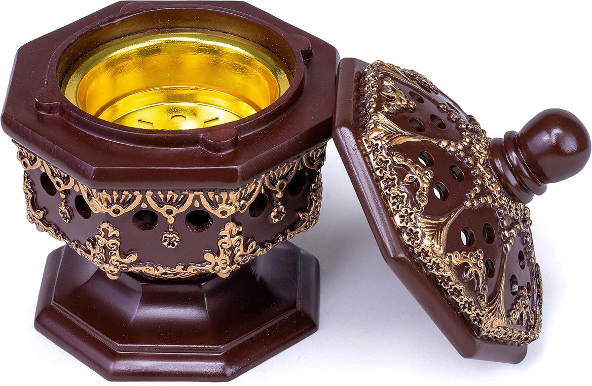 Charcoal Incense Burner Holder Luxury Octagon - Bakhoor Burner, Frankincense Resin Burner - for Office & Home Decor | Suitable for Incense Charcoal