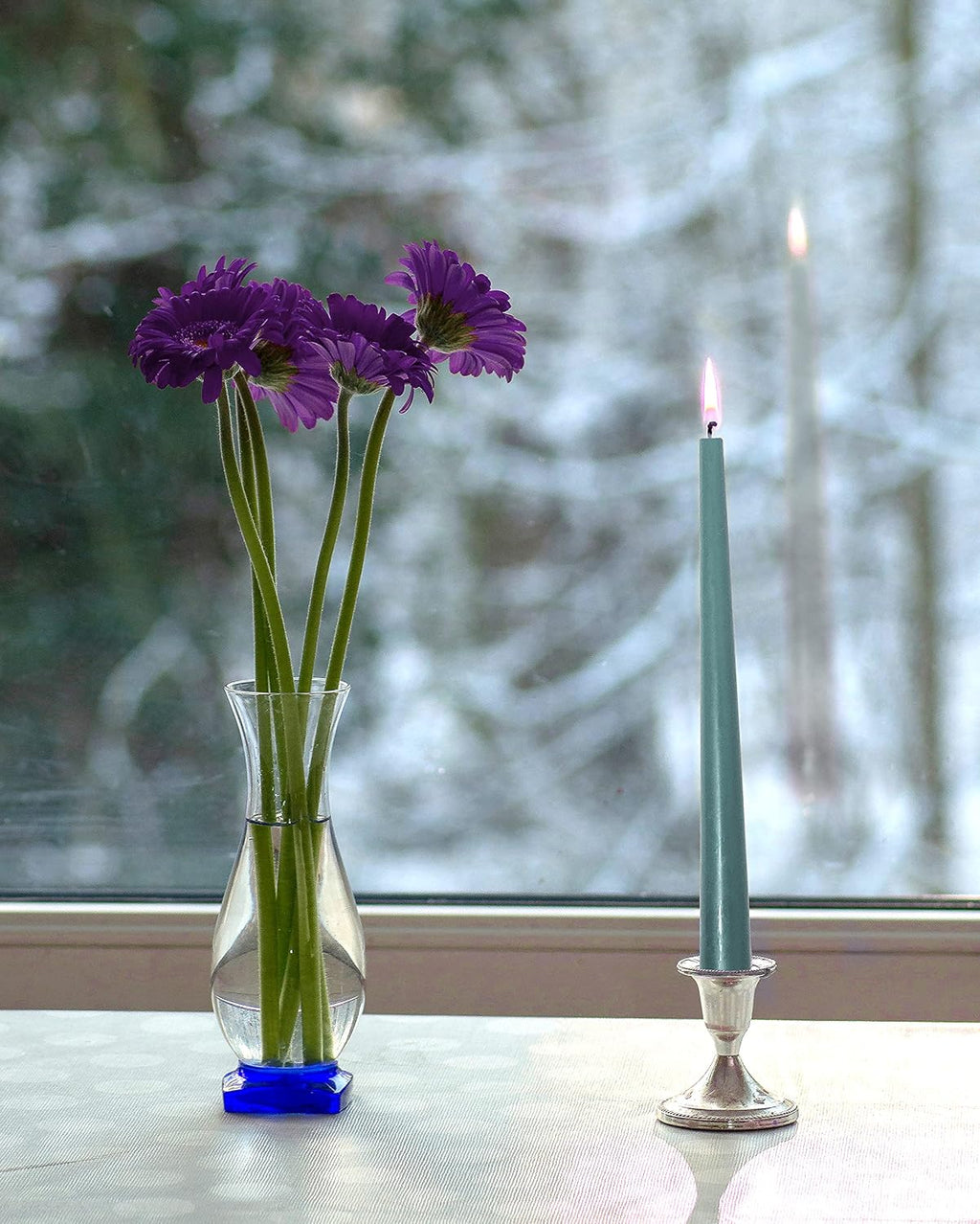 Hyoola Tall Taper Candles - 10 Inch Sage Green Unscented Dripless Taper Candles - 8 Hour Burn Time - 12 Pack
