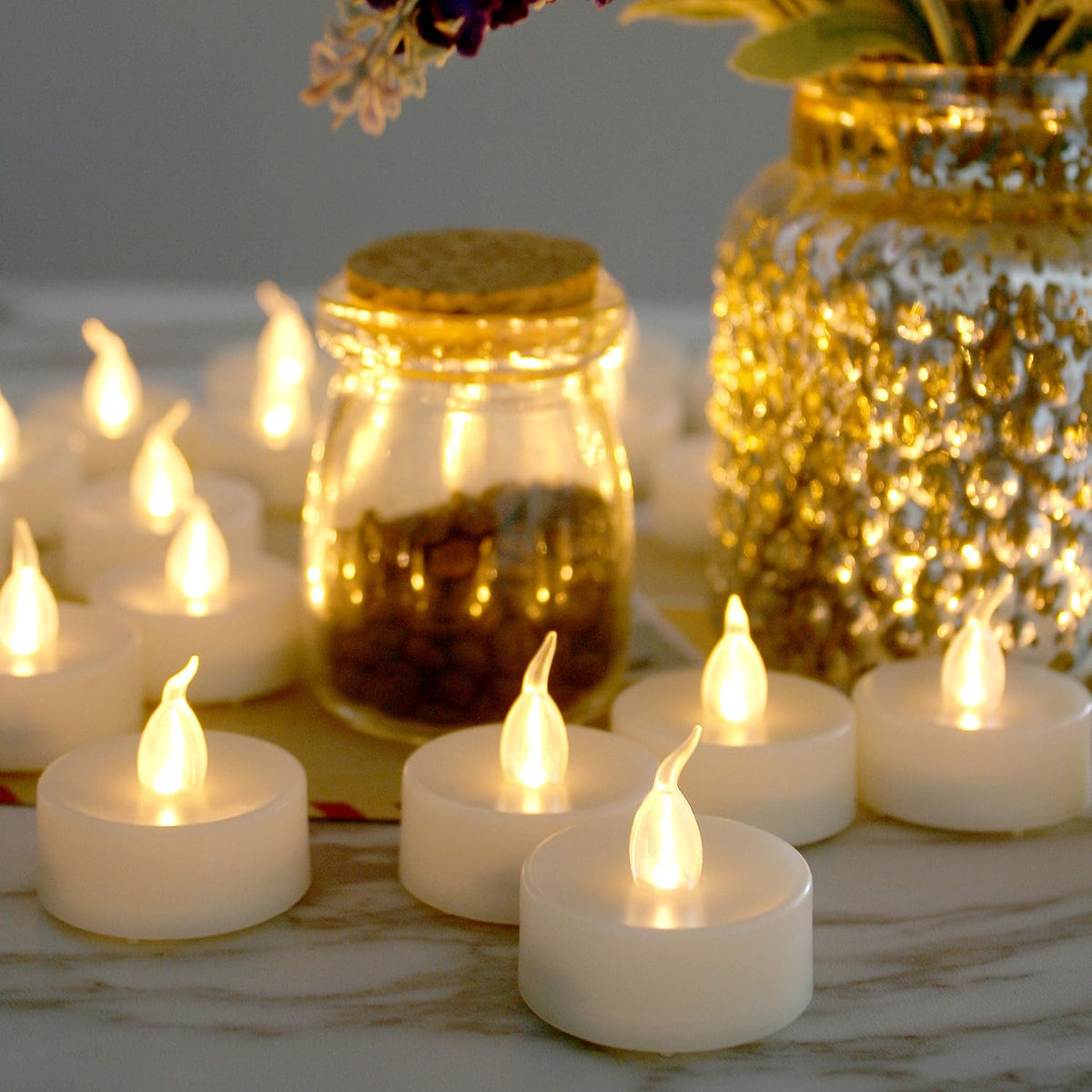 Flickering Battery Operated Flameless LED Tea Light Tealight Candles 60 PCS