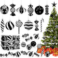 48pcs Candy Christmas Ornaments Set, Hanging Black Christmas Tree Decor