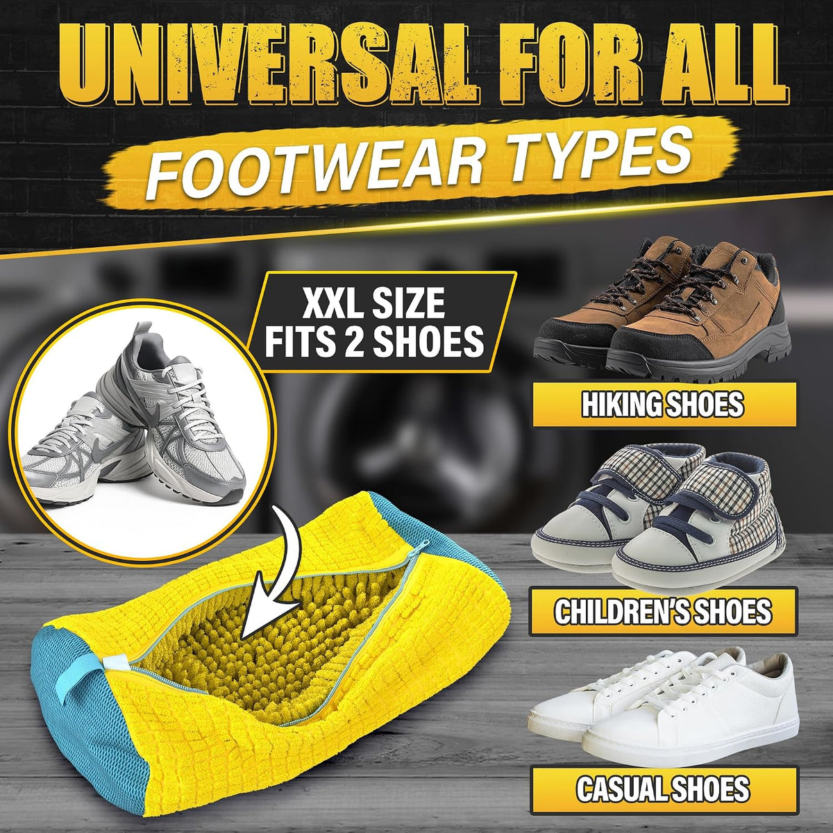 2 Pcs XXL Shoe Washing Machine Bag, Tennis Shoe Laundry Bag, Yellow
