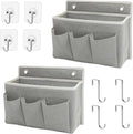 2-Pack Wall Hanging Organizer Bag/Hanging Baskets with Large Mesh Compartment & 3 Pockets，Over the Door Organizer Space Saving Storage for Bedroom,RV Camper, Closet (Gray -2 Pack)