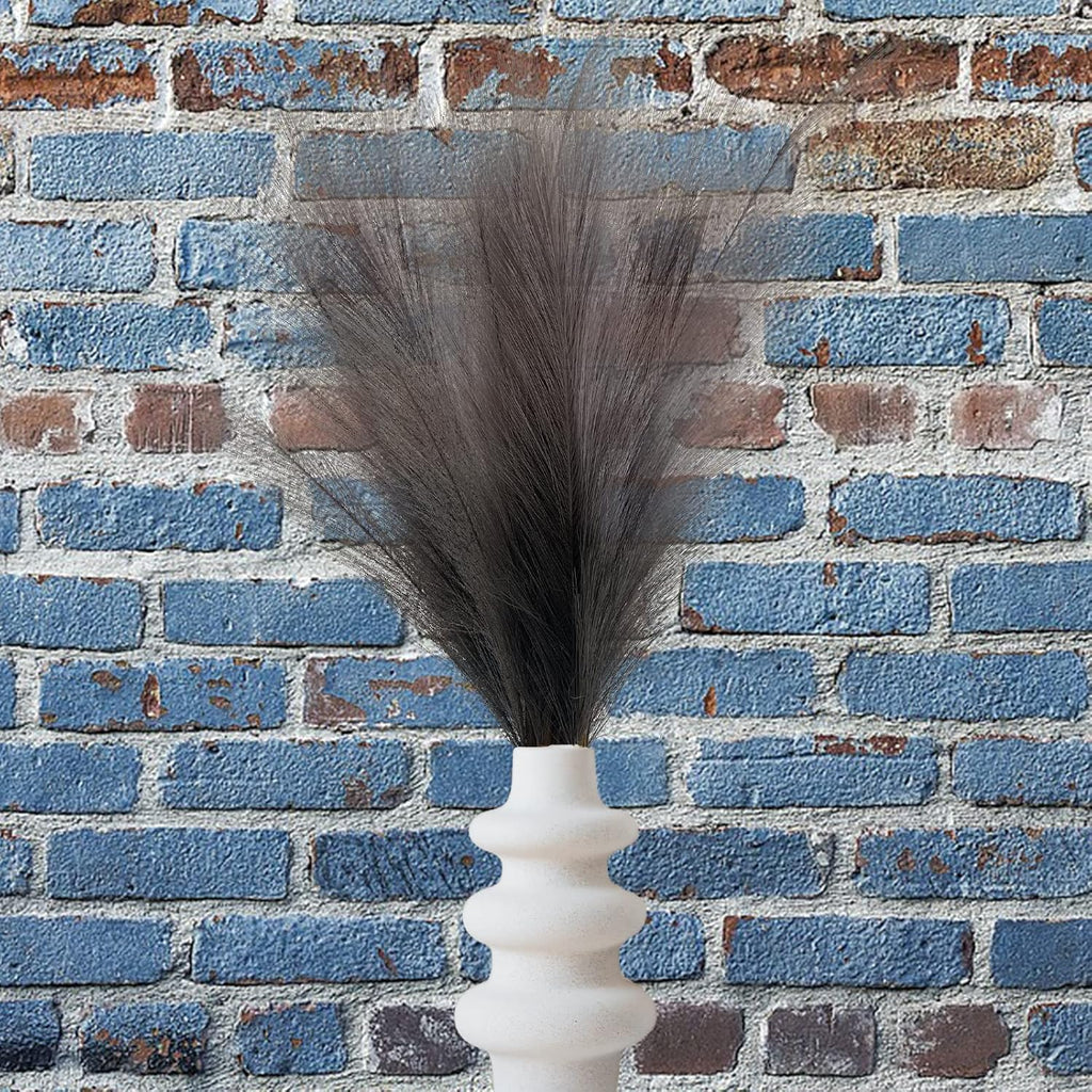 Artificial Faux Pampas Grass Large, 6Pcs 34" Fake Artificial Pampas Grass Decor Tall Fluffy Stems, Table Vase Filler Centerpiece for Living Room Kitchen Decor Boho Decor Wedding -Grey