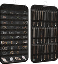 Double-Sided Hanging Jewelry Organizer for Necklaces Earrings, 2-Pack Black
