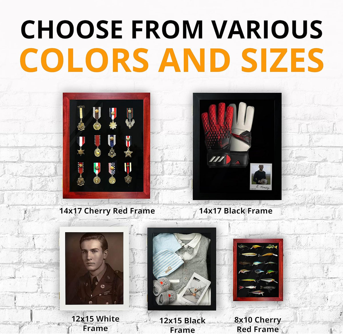 12x15 Large Shadow Box Frame, Deep Display Case, Red, Picture Frame, Graduation Cap, Military , Wedding Wood Frame