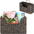 Handwoven Water Hyacinth Wall Magazine Holder - Natural Hanging Organizer for Mail, Newspapers & Magazines, Books & Files - Decorative Storage Basket for Bathroom, Living Room, Office.(Espresso Color)