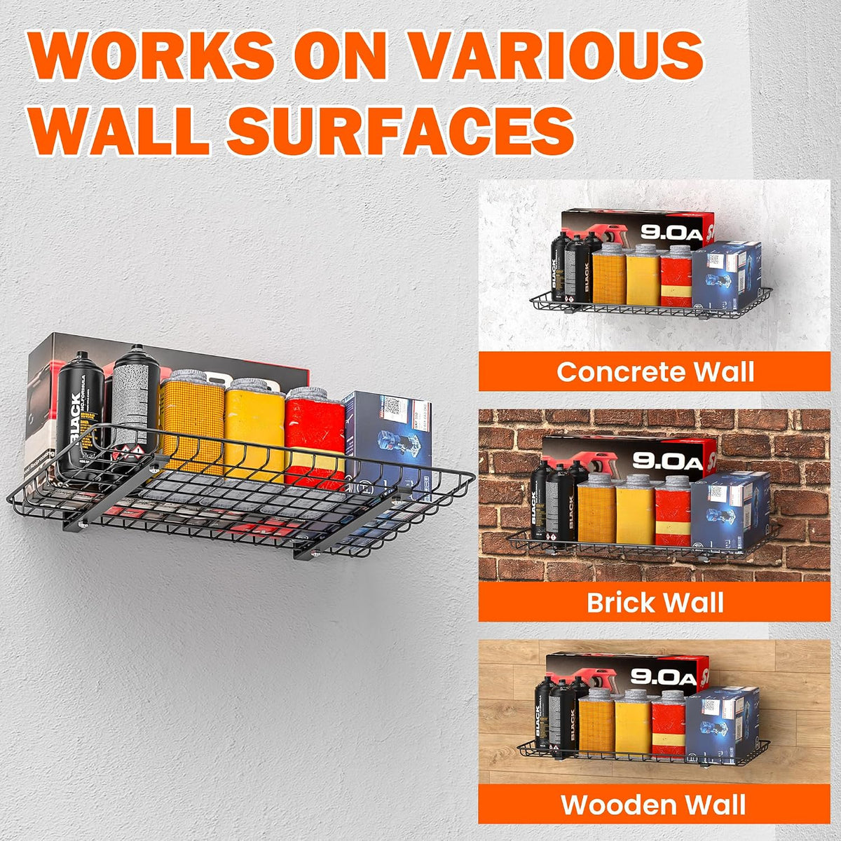 Ultrawall Wall Mounted Storage Shelf, Garage Wall Shelves 24x12 Inch