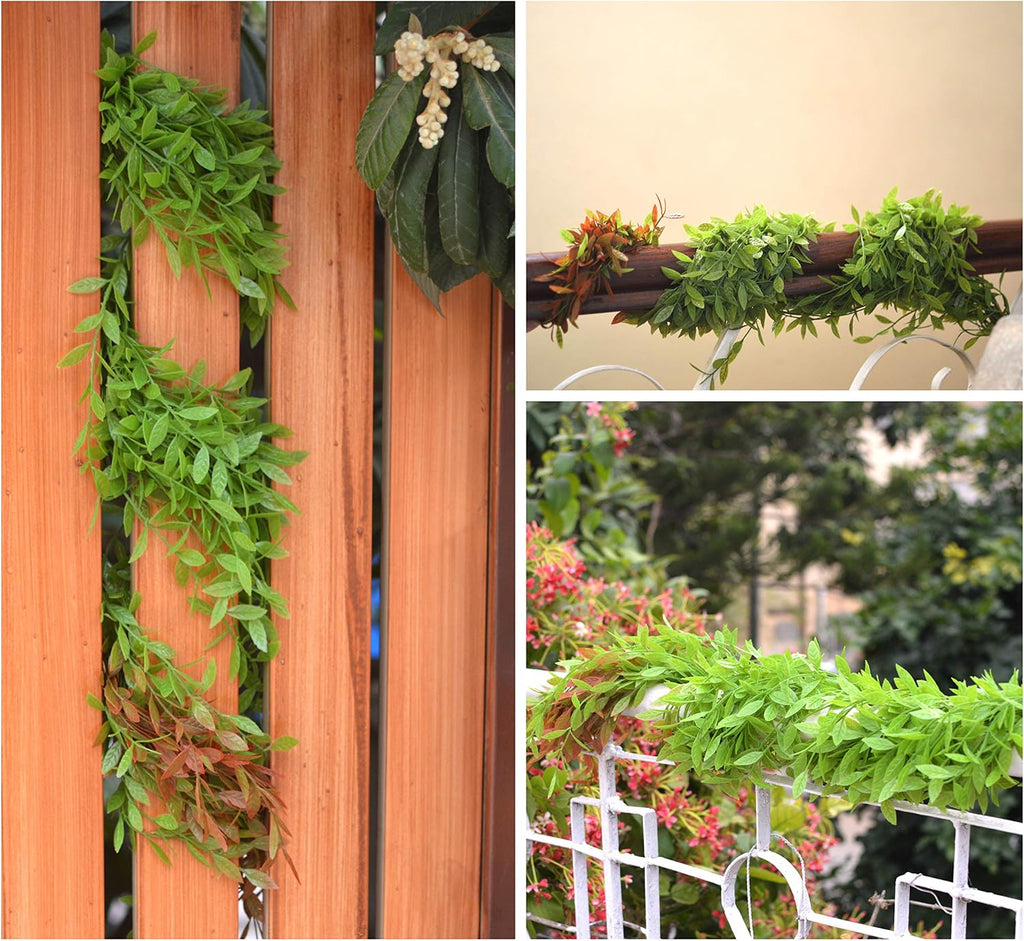 Hanging Leaves 6Pcs Vine Garland Eucalyptus Garland Artificial Vines Leaves and Stem Ivy Realistic Greenery Decor Jungle Decoration