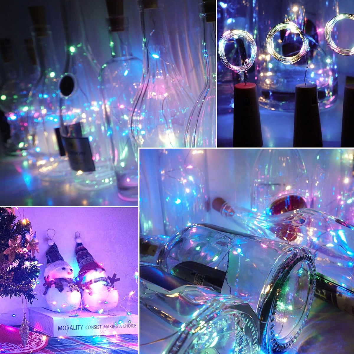 Bottle Lights 12 Pack 20 LEDs Cork Lights for Wine Bottles Battery (Included) Powered Fairy Mini String Lights for DIY Jar Lighting Indoor Bedroom Party Wedding Christmas Halloween Decor (Colorful)