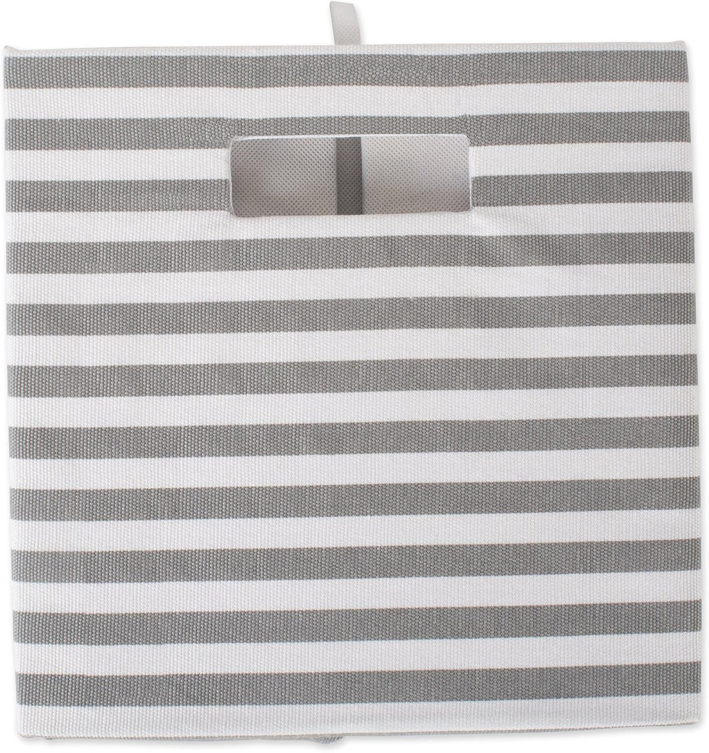 DII Collapsible Polyester Storage Cube, Pinstripe, Gray, Large