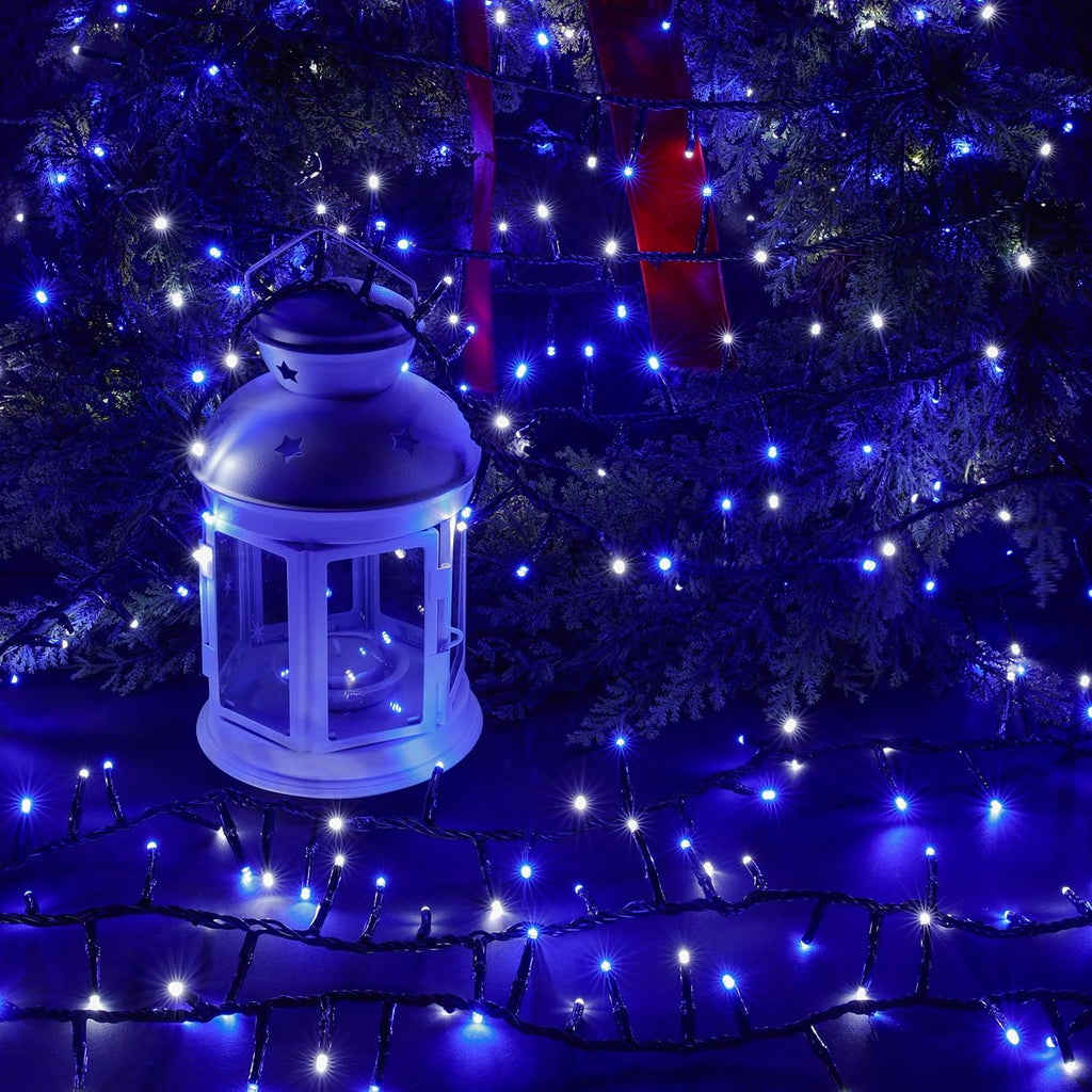 AWQ 500 LED 49FT Christmas Cluster Lights IP44 String Light Blue and White