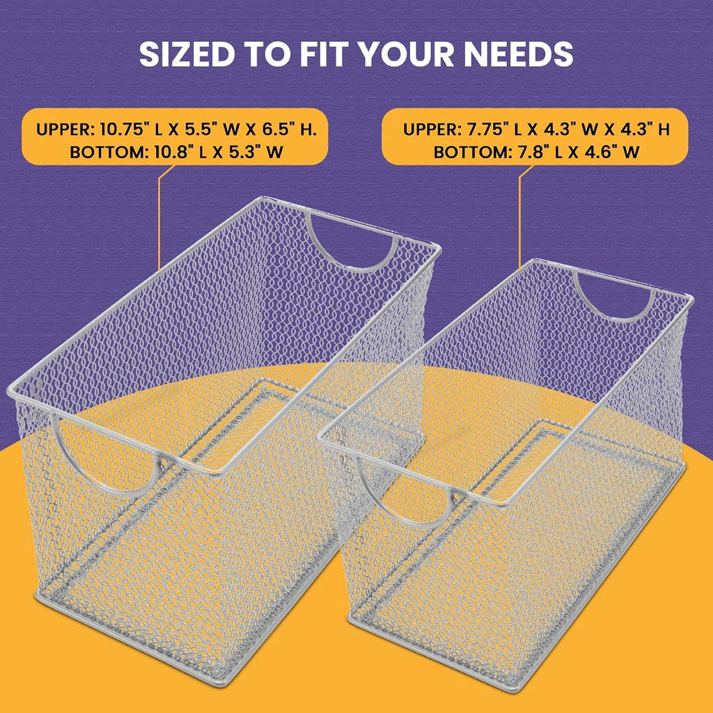Ybm Home Mesh Storage Box, Silver Mesh Great for School Home or Office Supplies, Books , Computer Discs and More 2302 (1, Zip Box- 8 X 4.5 X 4.8 Inches)
