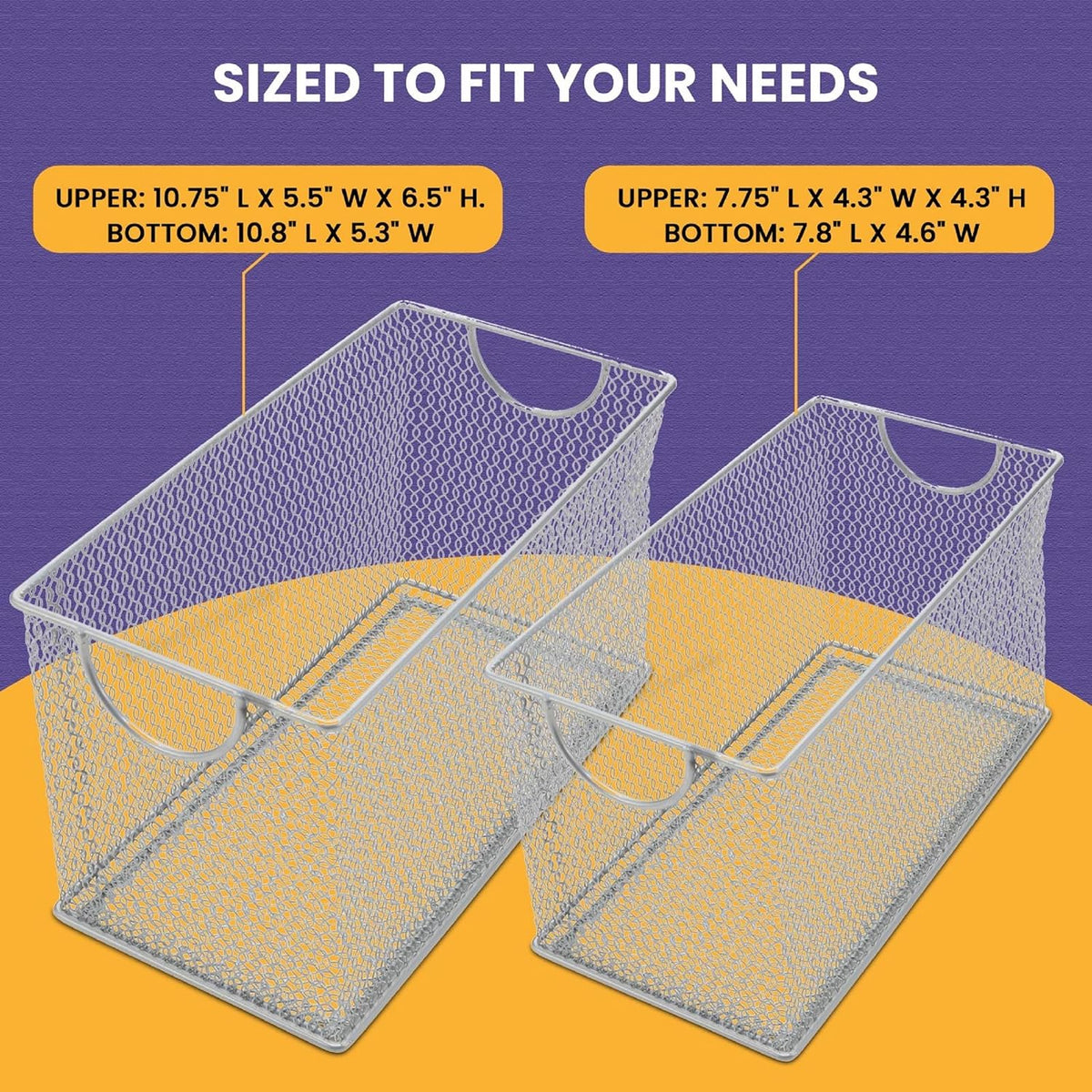 Ybm Home Mesh Storage Box, Silver Mesh Great for School Home or Office Supplies, Books , Computer Discs and More 2302 (1, Zip Box- 8 X 4.5 X 4.8 Inches)