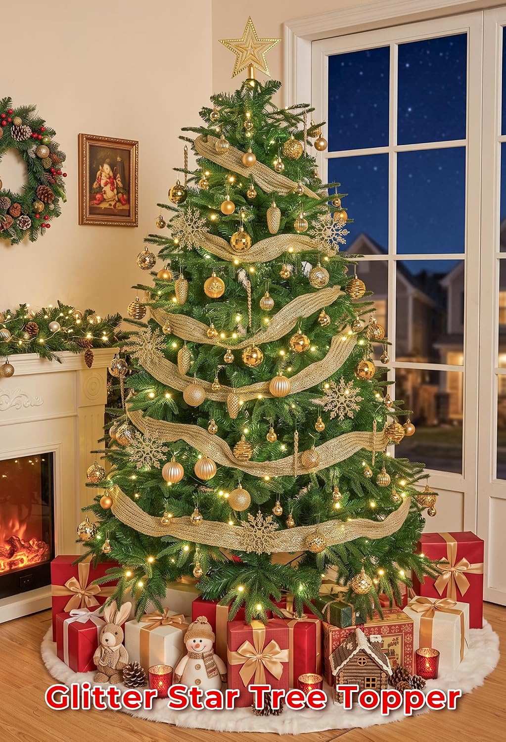 Brightown 100Pcs Christmas Tree Decorations Ornaments Set, Gold