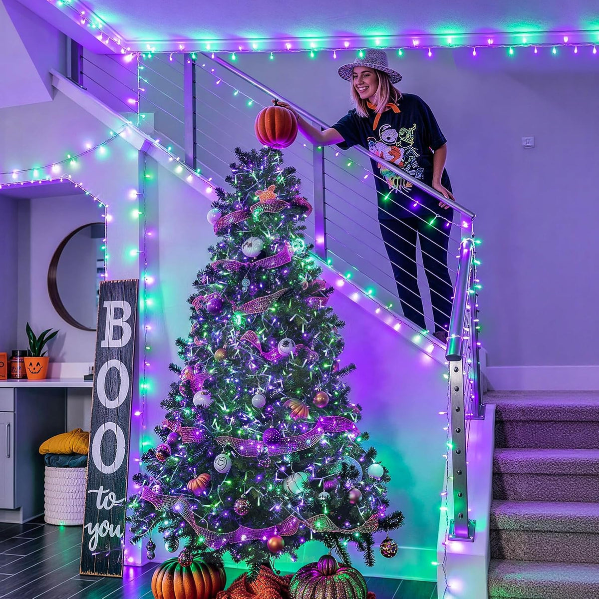 JMEXSUSS 33FT 100 LED Battery Operated Halloween Lights with Remote