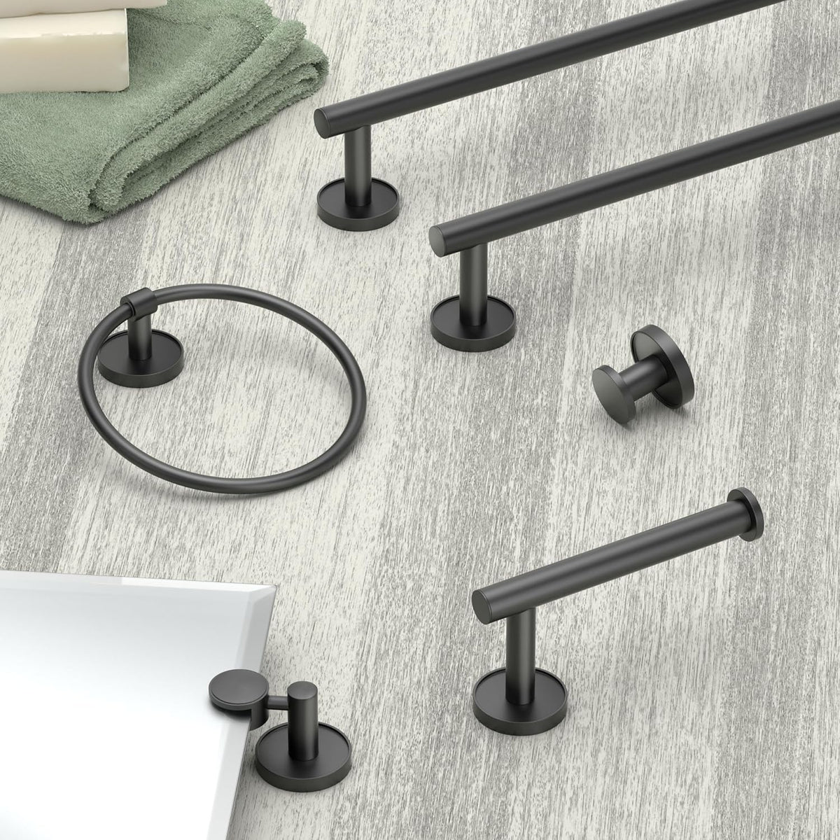 Gatco 5554MX Sky Double Towel Bar, 24 Inch, Matte Black