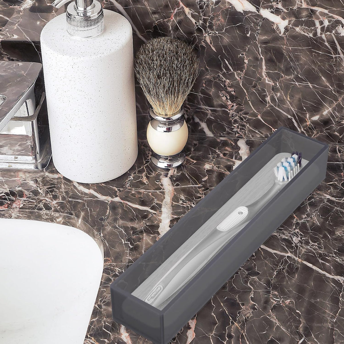 Linkidea Acrylic Toothbrush Holder with Diatomite Base