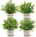 Der Rose 4 Pack Green Faux Plants Indoor Small Plants for Office Desk Decor
