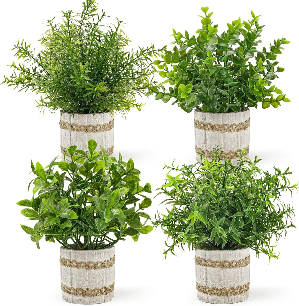Der Rose 4 Pack Green Faux Plants Indoor Small Plants for Office Desk Decor