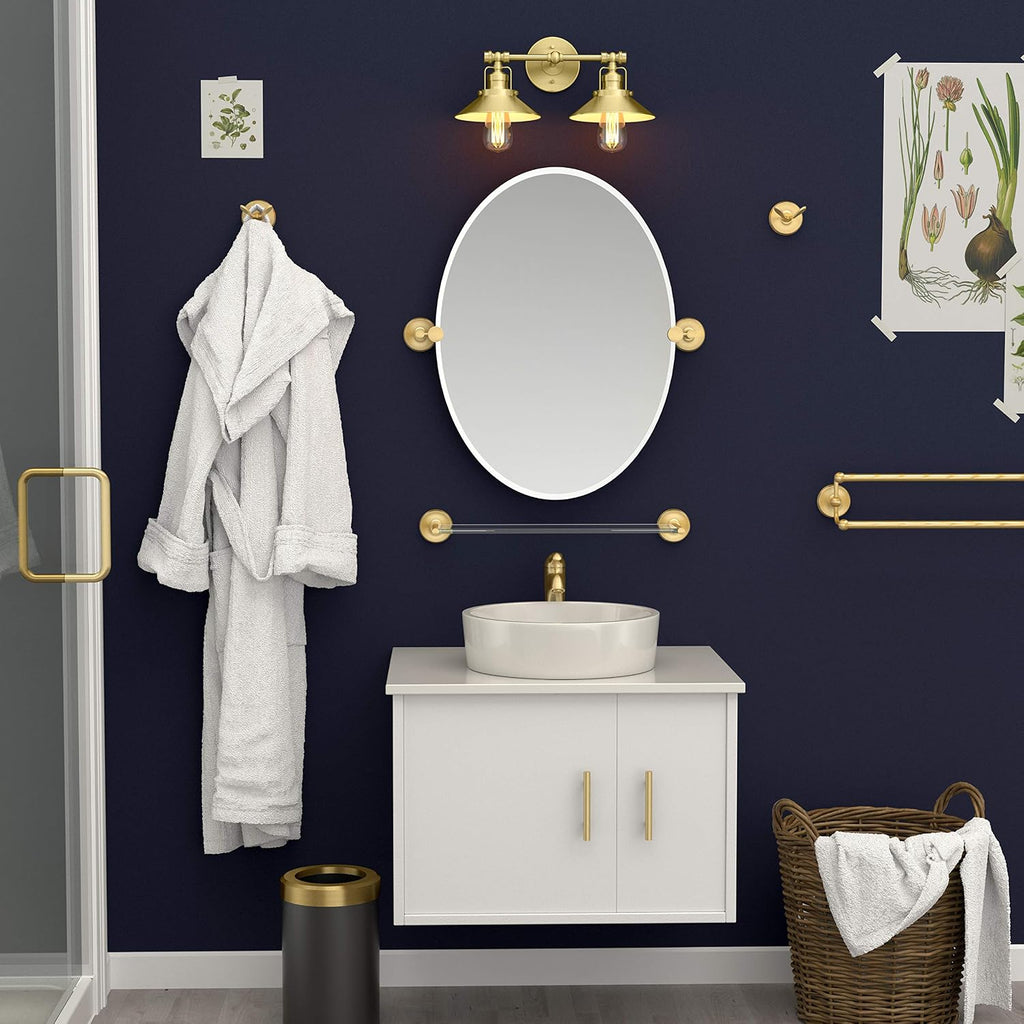 Gatco 5054 Designer II Double Towel Bar, Wall-Mounted Bathroom Towel Holder, 24" Length, Brushed Brass Finish