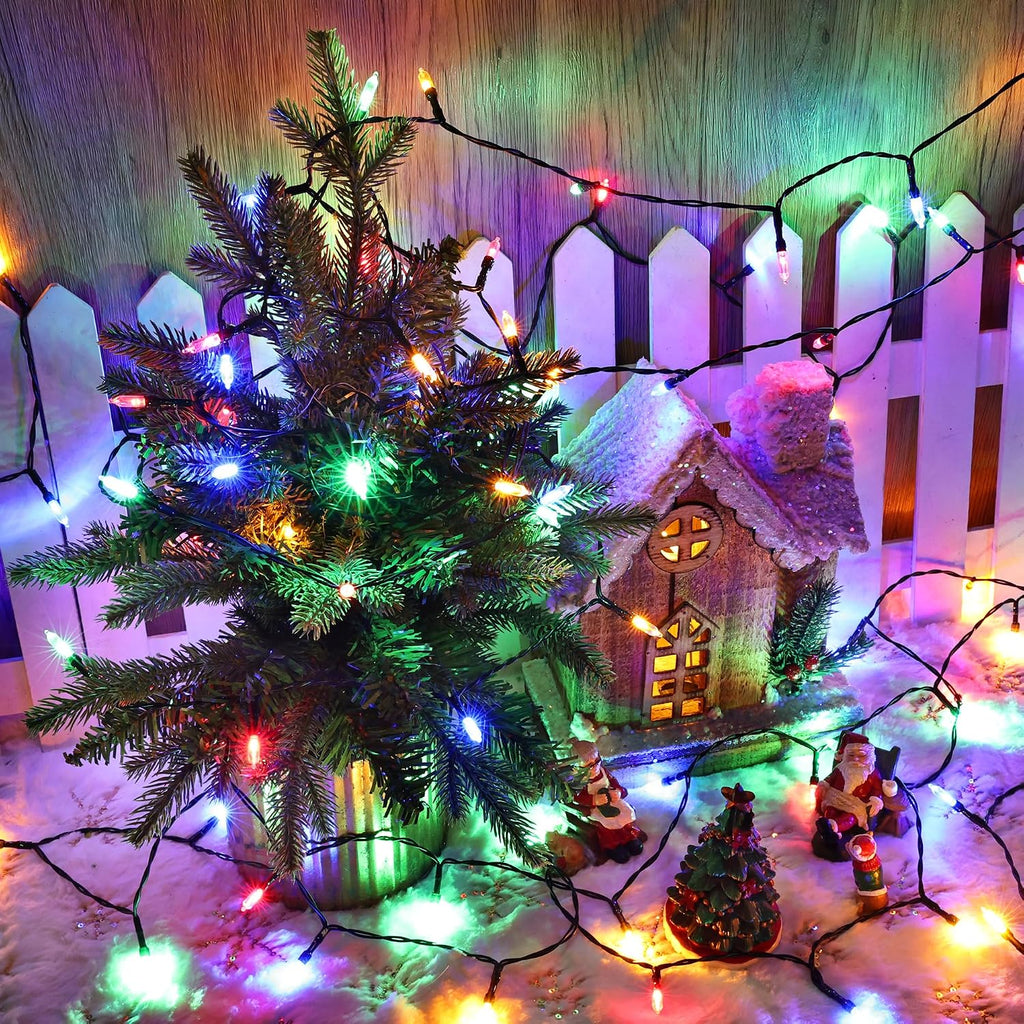 Lomotech Battery Christmas Lights - 2 Pack Total 33ft 100LEDs,Multicolor