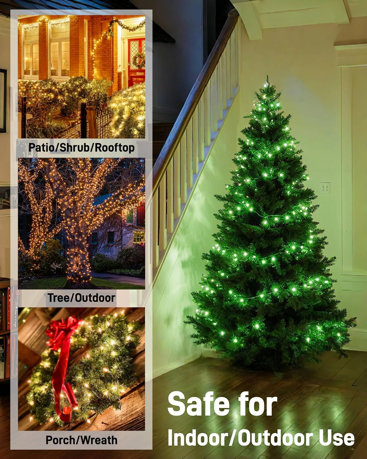 Christmas Lights 100 Count Incandescent String Light UL Certified Connectable 21feet Green Christmas Tree Lights for Indoor Outdoor Easter Wedding Halloween Christmas Decorations Green Wire