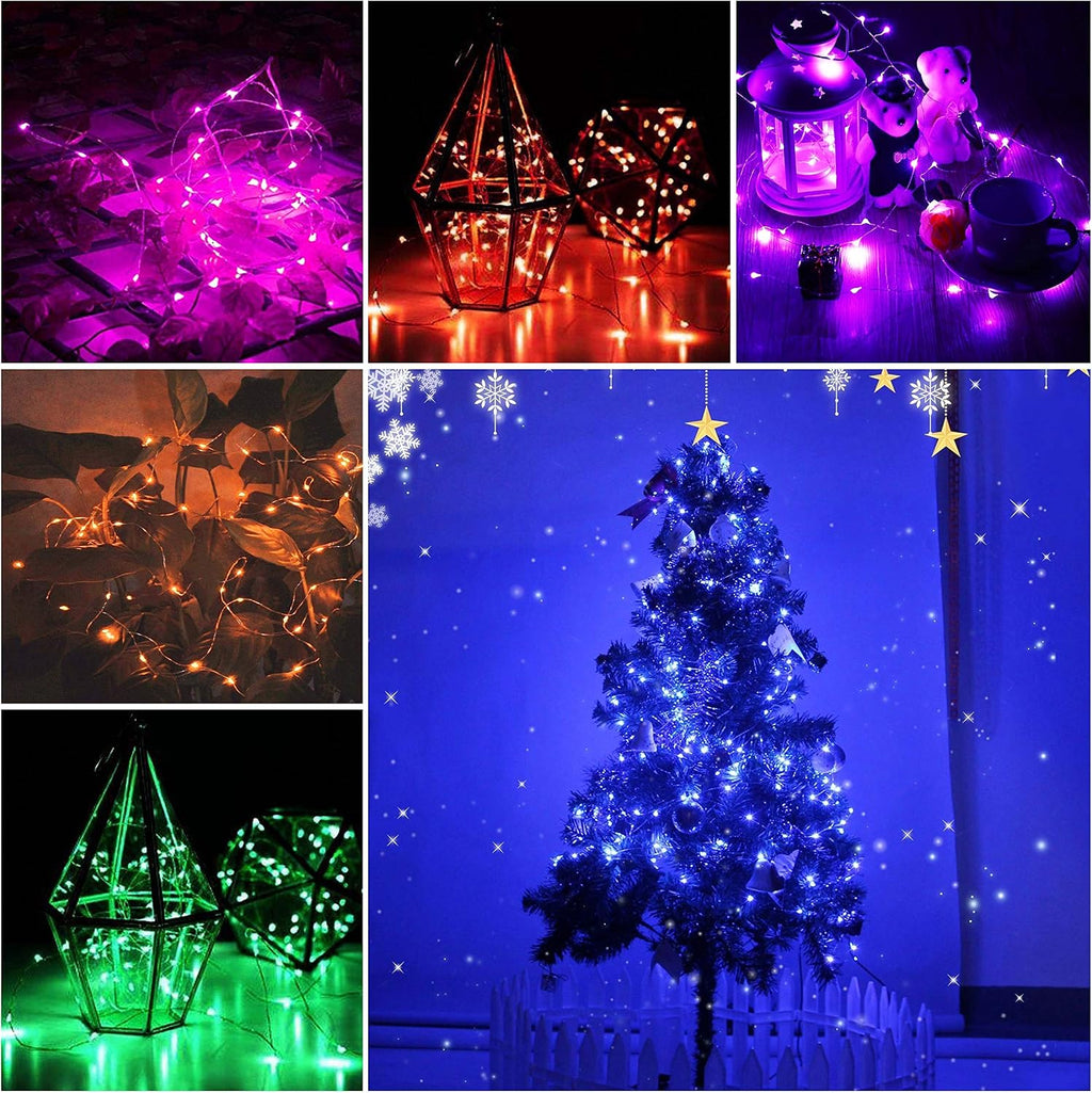 24 Pack Fairy Lights Battery Operated 6.6ft 20 Led Mini String Lights Silver Wire Starry Lights for DIY Wedding Party Festival Halloween Christmas (Multi Color)