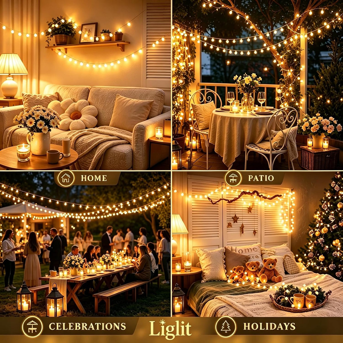 120LED Fairy Lights Plug in, 39ft Warm White Globe String Lights Indoor